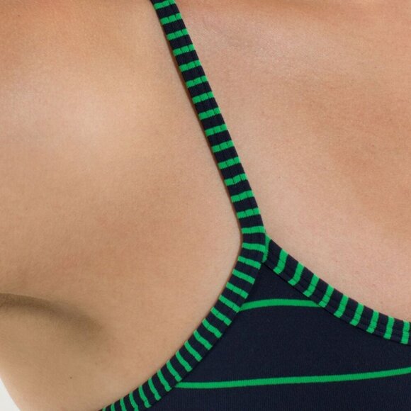 Lululemon Power Y Tank- Navy/Green Stripe Moisture Wicking Athletic Tank- Size 8 - Picture 4 of 13